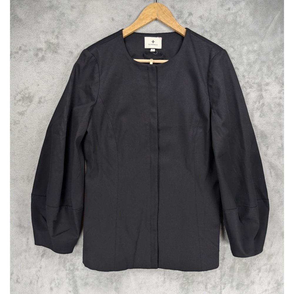 Tuckernuck Black Kimono Jacket Size 8 Hidden Zipper Wide Sleeve Lined Cotton